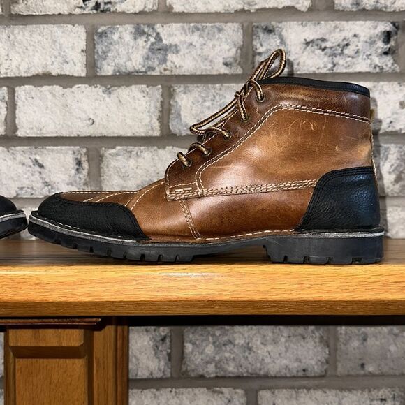 Steve Madden 11 Cognac Brown Black Genuine Leather Oricl 247 Lace up Boots - Picture 6 of 10